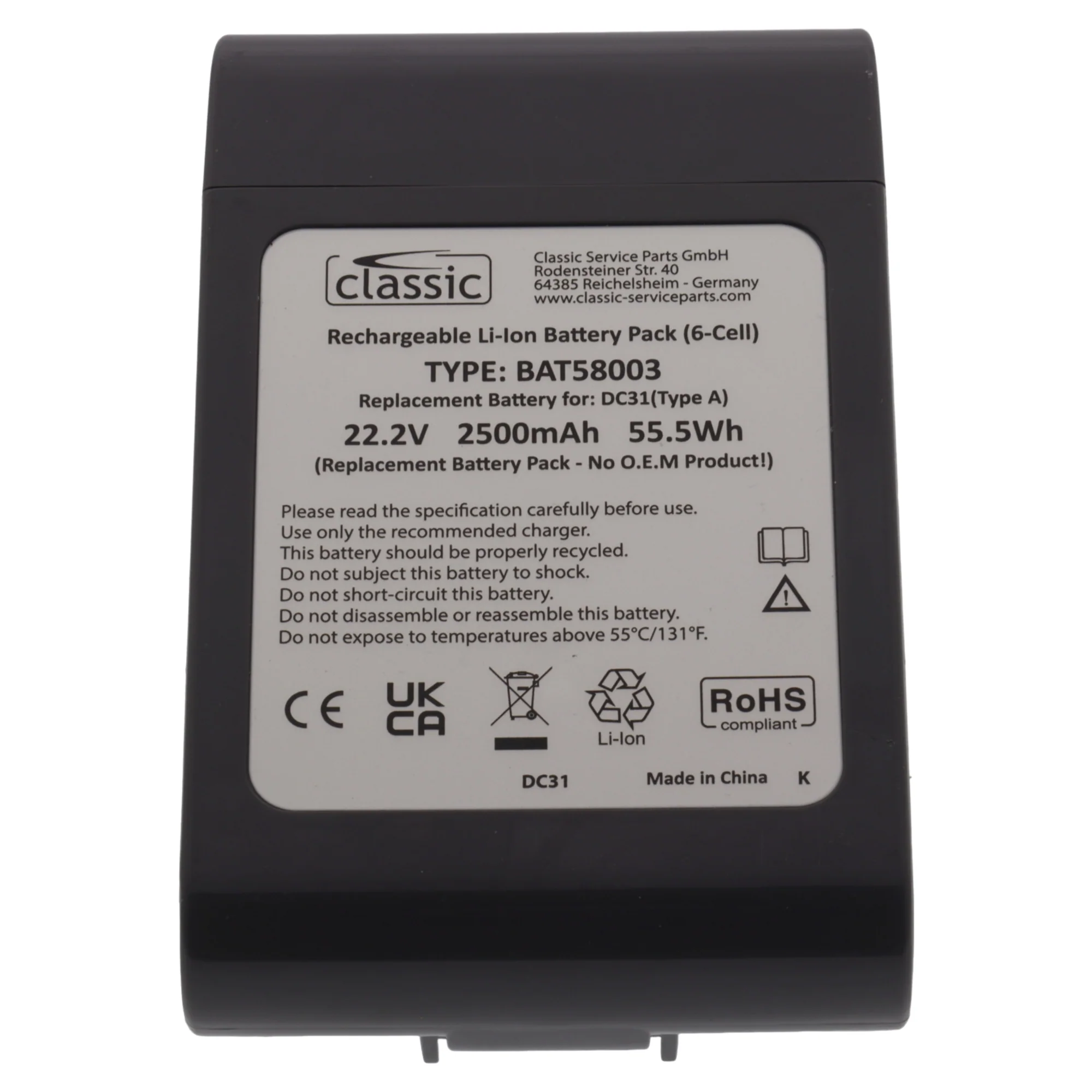 Batteria 22.2V 2500mAh 55.5Wh tipo A scopa aspirapolvere per Dyson DC31 DC34 DC43H DC44 DC45 - Image 3