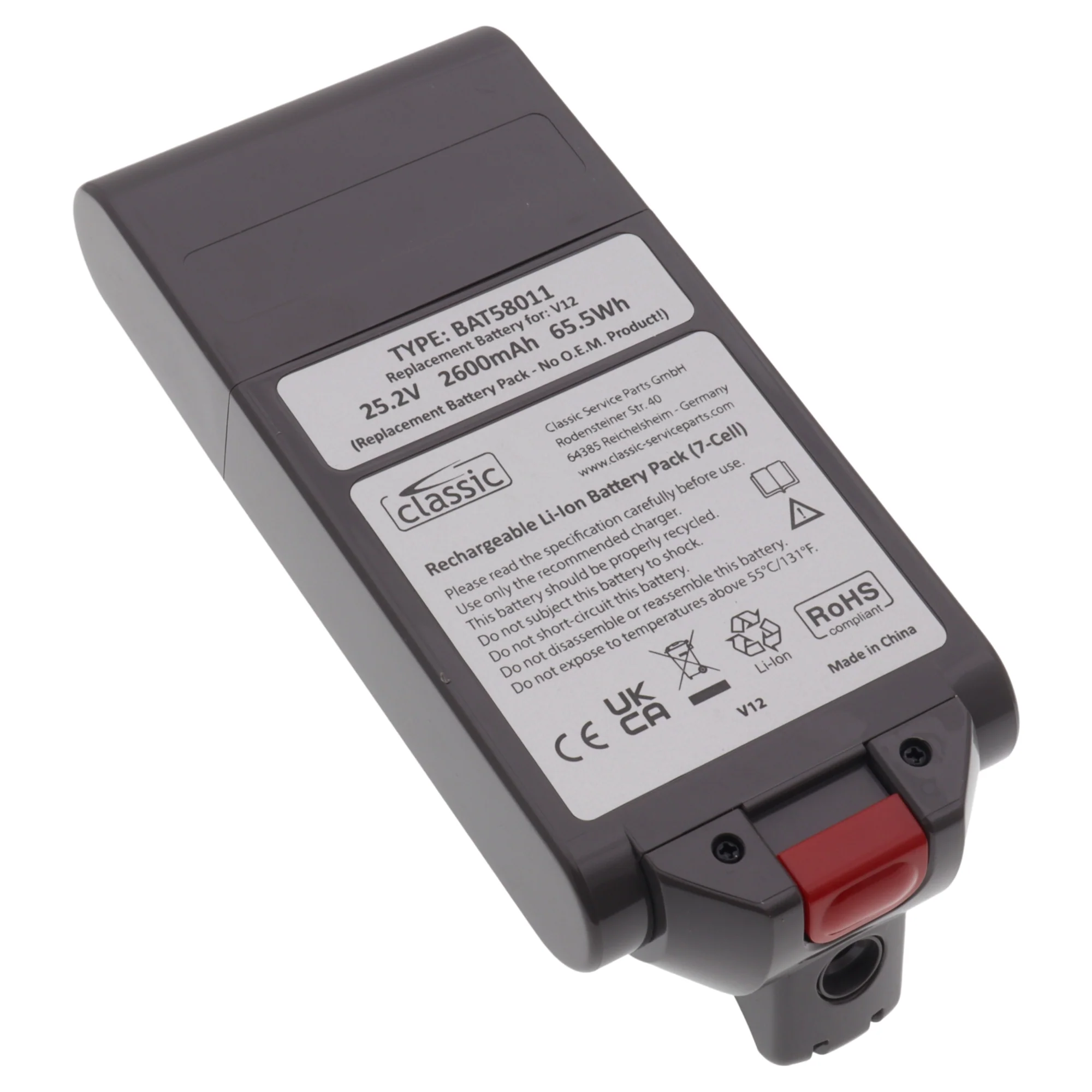 Batteria 25.2V 2600mAh per scopa aspirapolvere Dyson V12 SV20 SV26 SV30 - Image 5