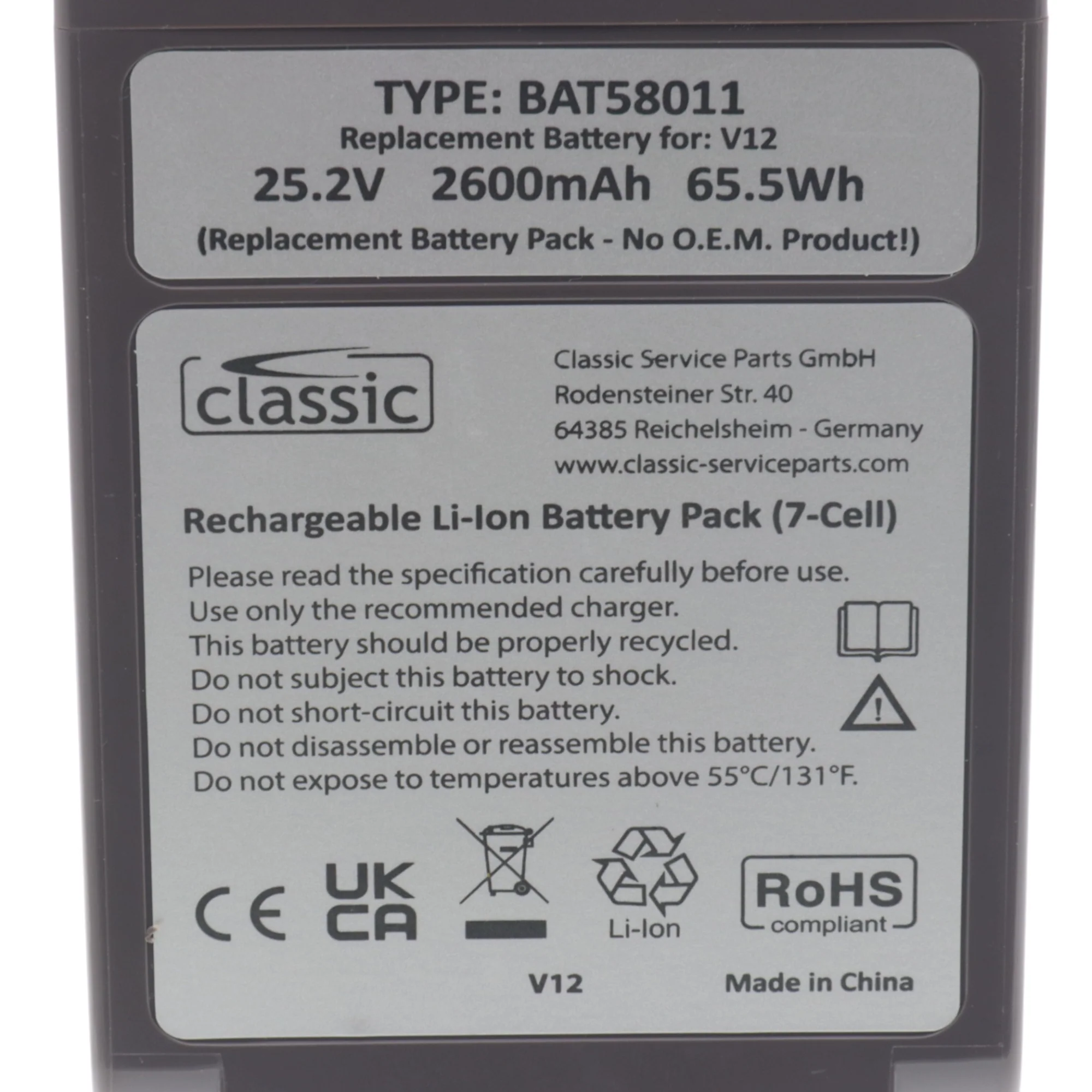 Batteria 25.2V 2600mAh per scopa aspirapolvere Dyson V12 SV20 SV26 SV30 - Image 7
