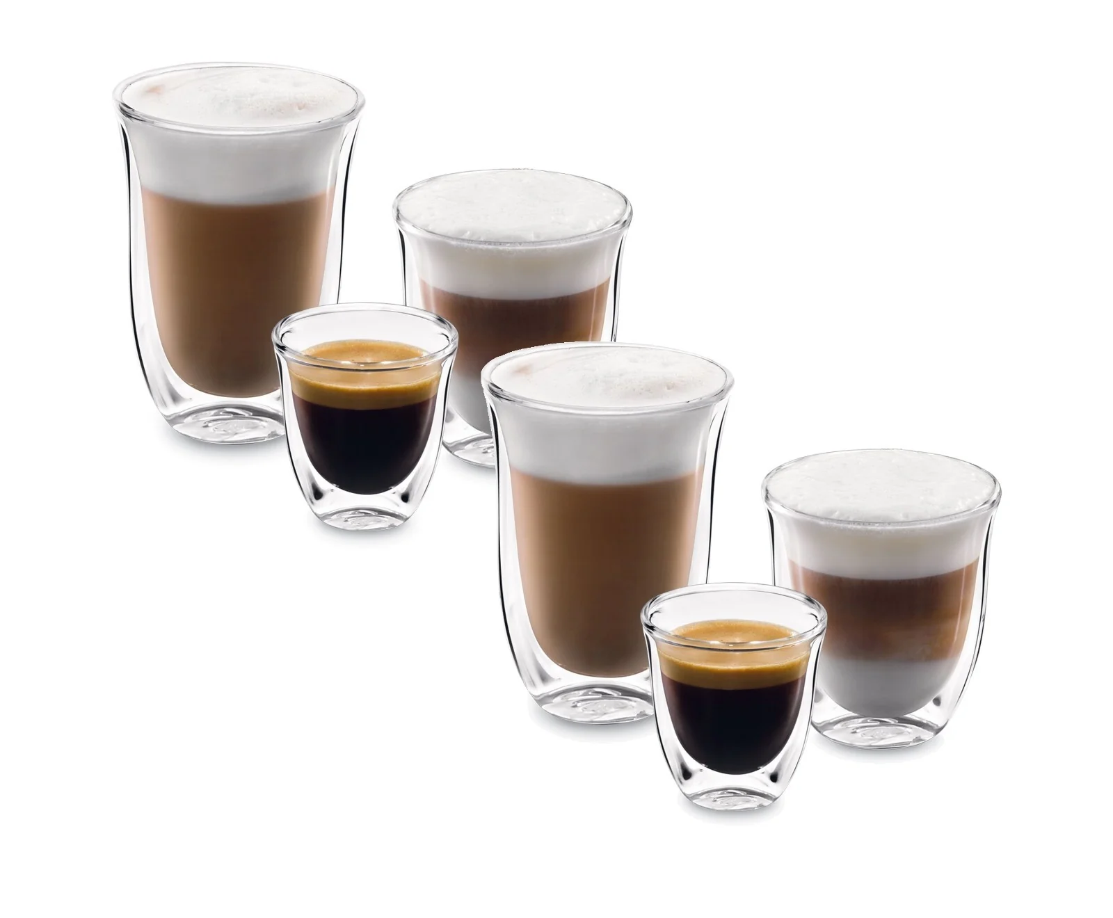 Delonghi 6 tazze caffè cappuccino latte vetro termico doppia parete eleganti - Image 2