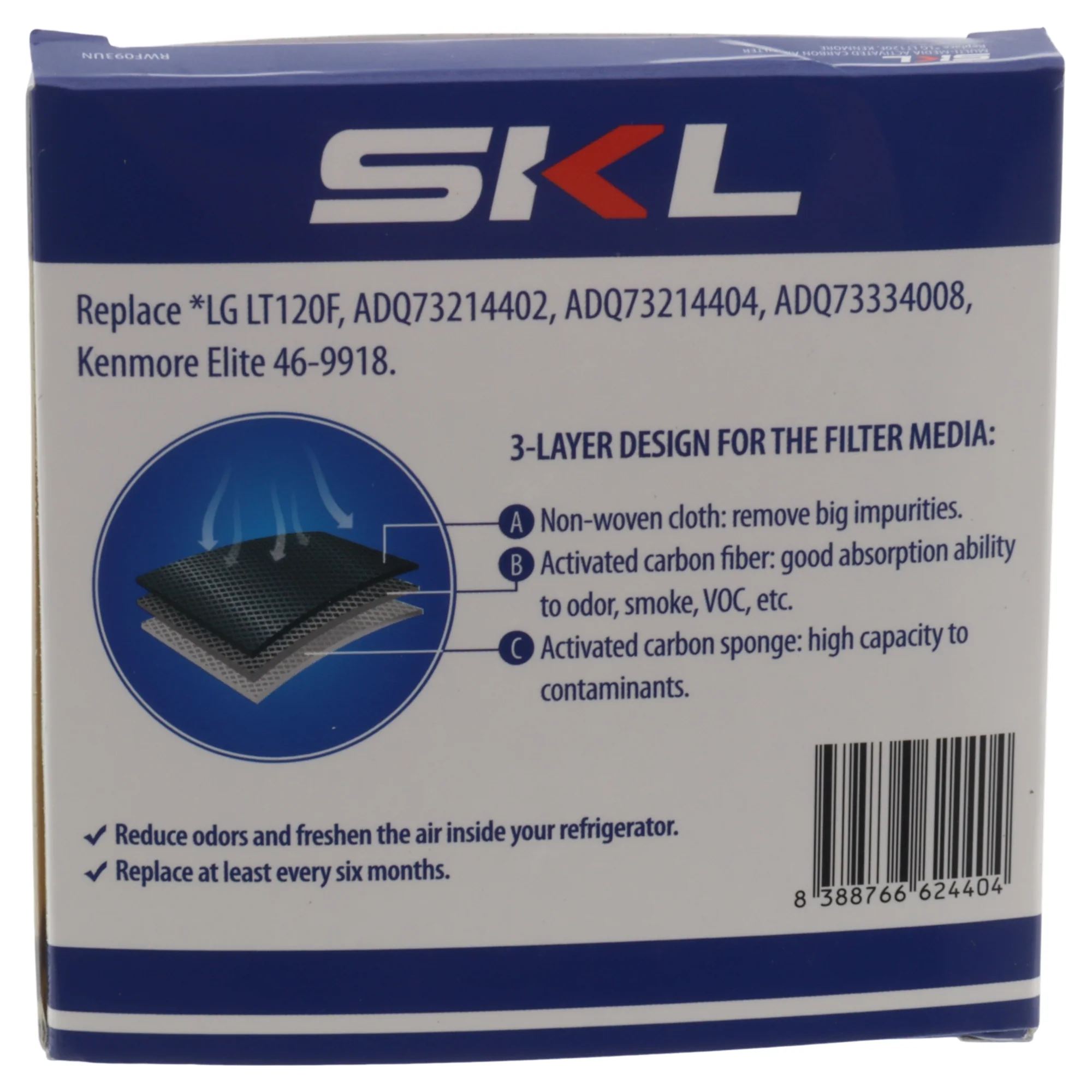 Filtro aria carboni attivi 81x81mm per frigorifero LG GCB22 GCJ23 GCX24 GML8 GS91 GSX96 - Image 5