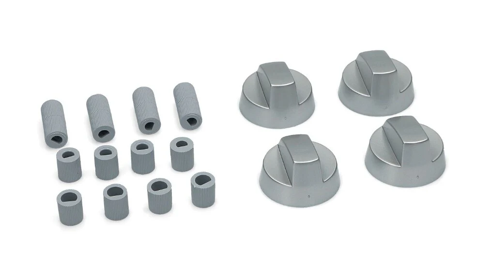 Kit 4x manopole universale argento forno piano cottura cucina inserti mezzaluna - Image 3