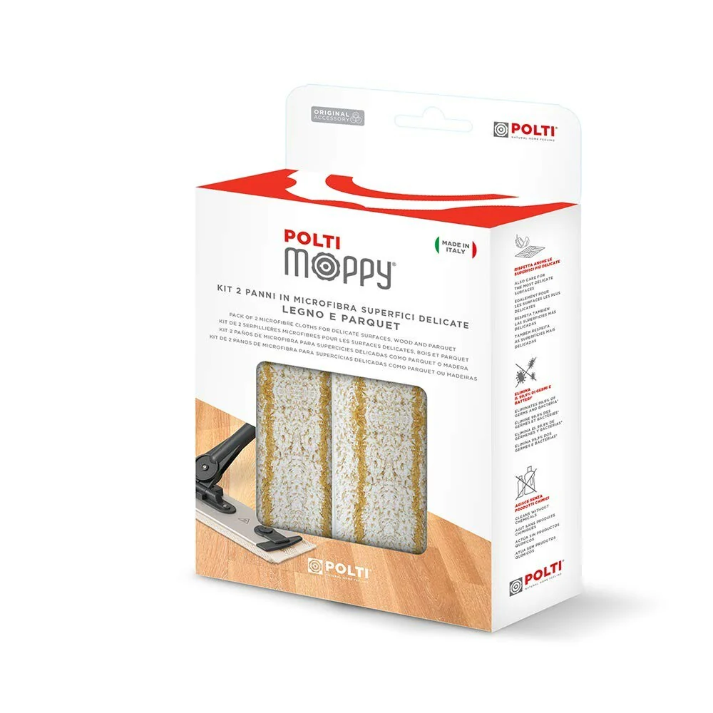 Polti 2 panni delicati microfibra parquet e legno per scopa a vapore Moppy - Image 2