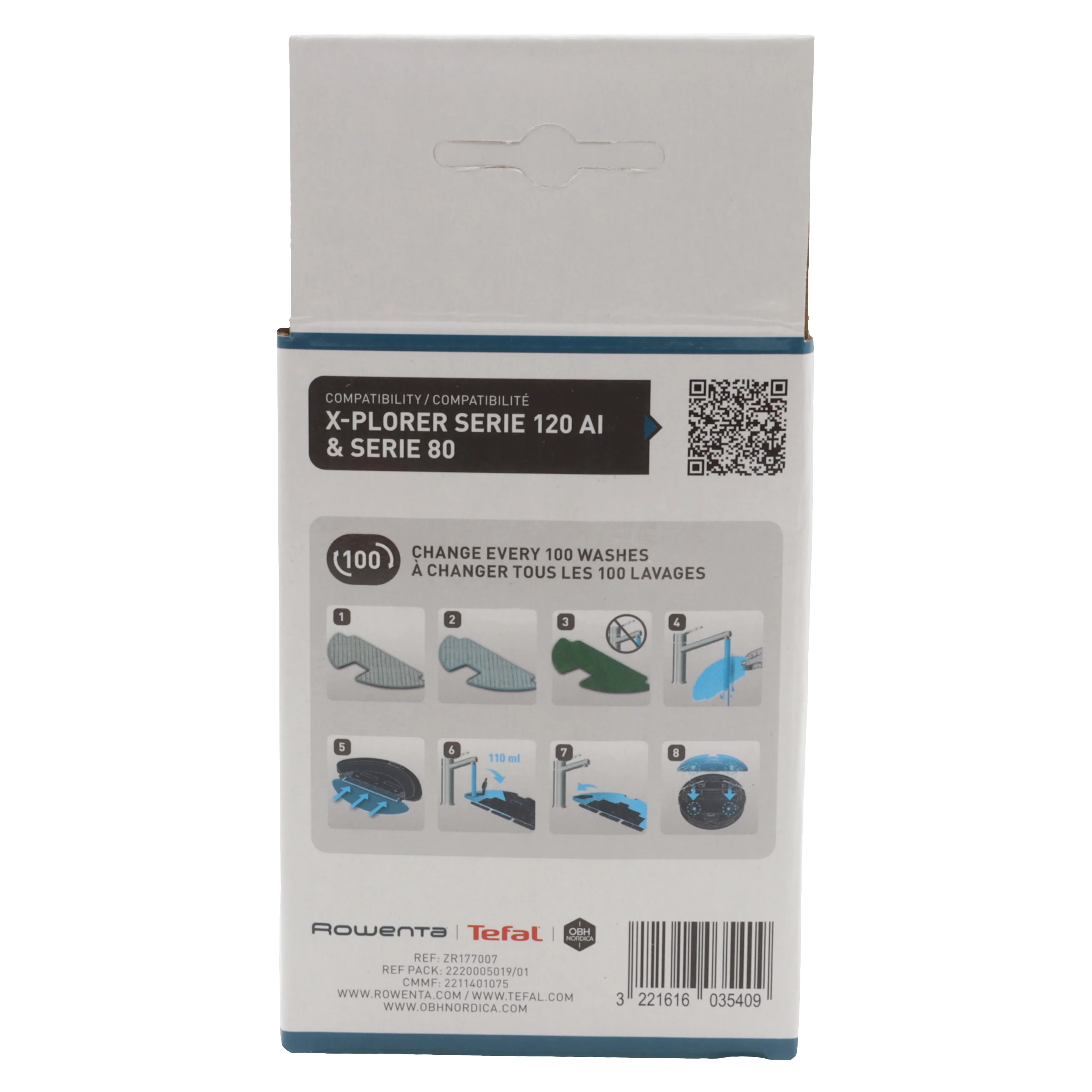 Rowenta kit panni microfibra aspirapolvere Robot Xplorer Serie 80 120 RR7765 - Image 2
