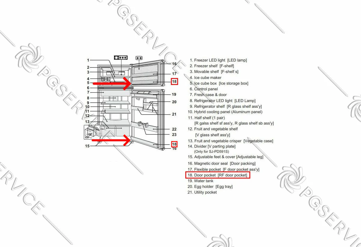 Sharp mensola balconcino freezer A330 frigorifero SJPD591 SJPT520 SJT520 SJTD591 - Image 4
