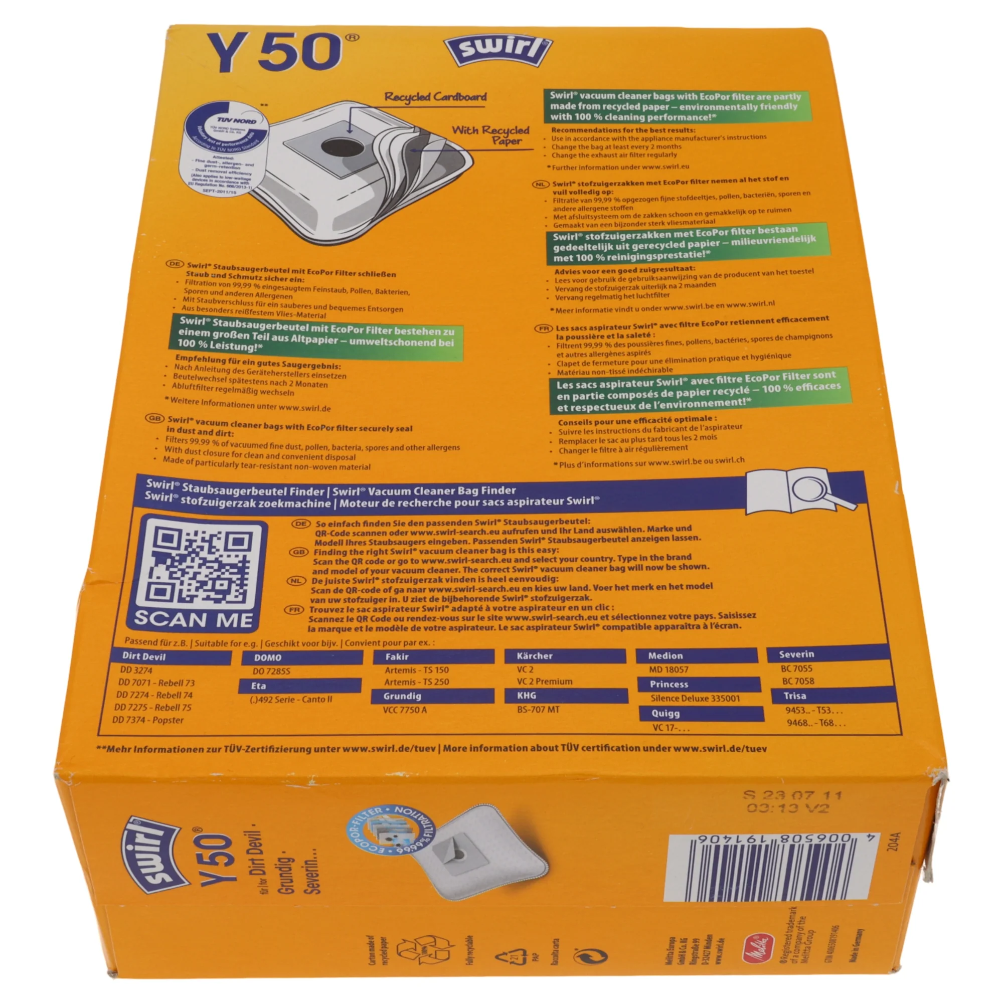 Swirl Y50 4 sacchi microfibra aspirapolvere Clatronic AFK Bestron Sanyo Taurus - Image 2
